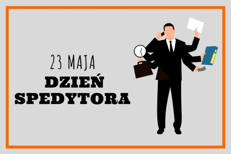 Dzien spedytora 23 maja z postacia w garniturze