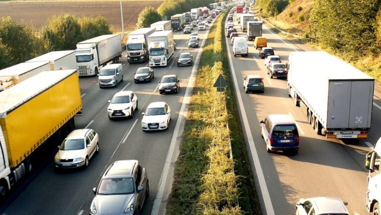 ruch na autostradzie z wieloma pojazdami